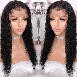 Lace Front Pre Plucked Hairline Brazilian Remy Hair Curly Wig With Baby Hair Natural Black