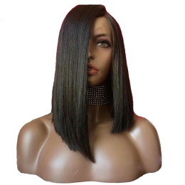 Straight Short Bob Lace Front Brazilian Remy Hair Wigs With Baby Hair